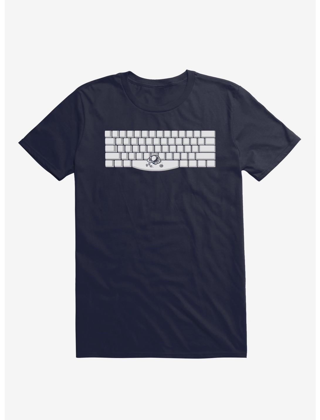 Spacebar Astronaut Keyboard Navy Blue T-Shirt, NAVY, hi-res