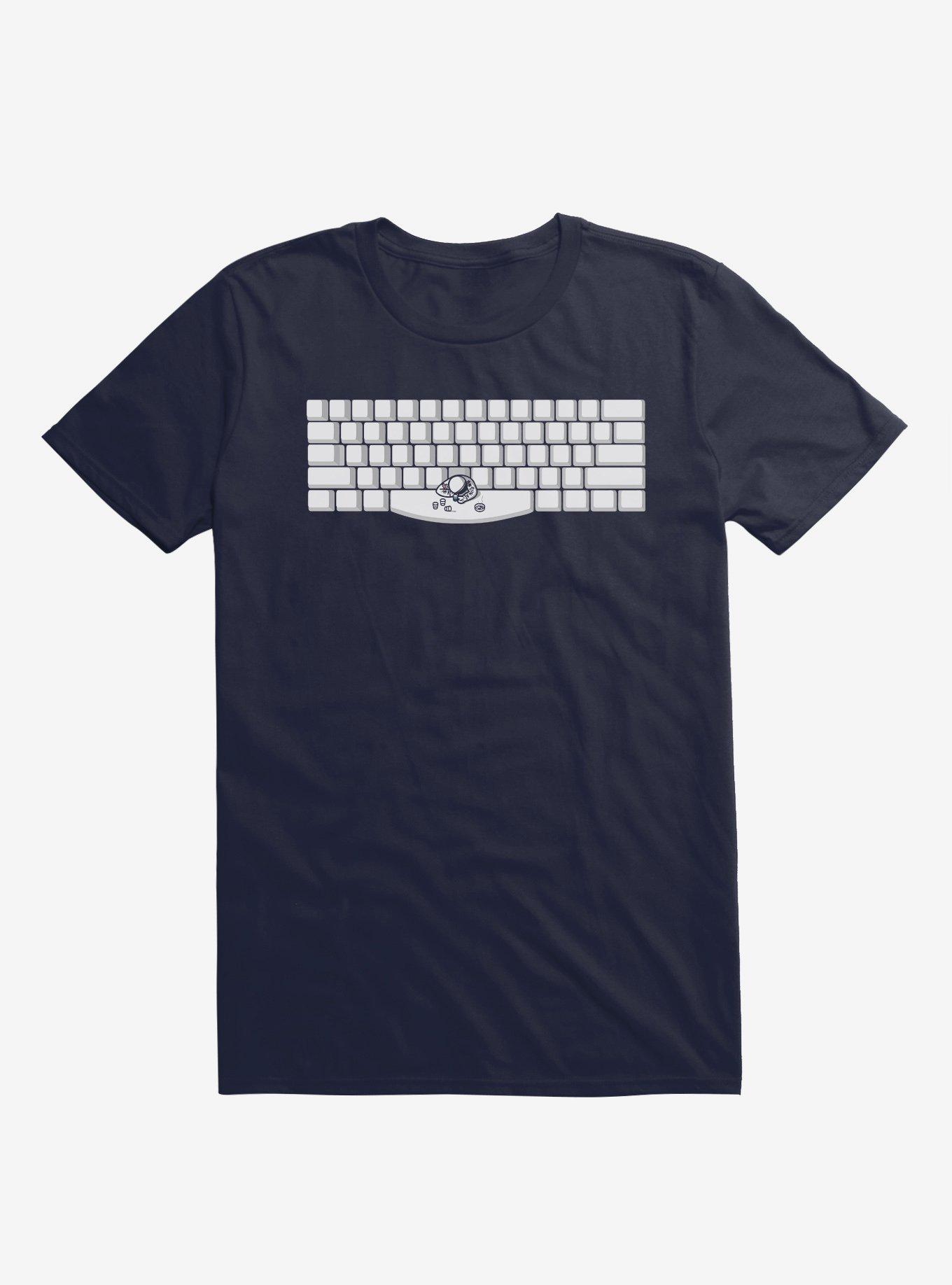 Spacebar Astronaut Keyboard Navy Blue T-Shirt, NAVY, hi-res
