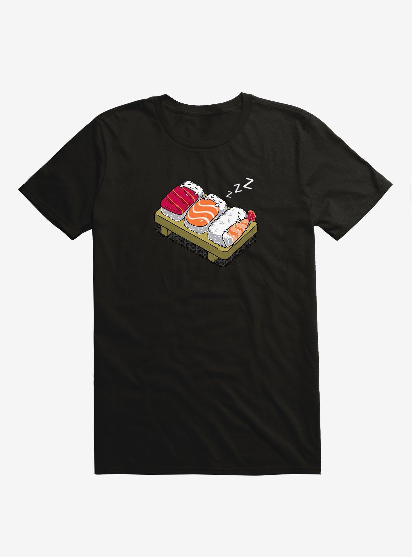 Sleeping Sushi Black T-Shirt, BLACK, hi-res