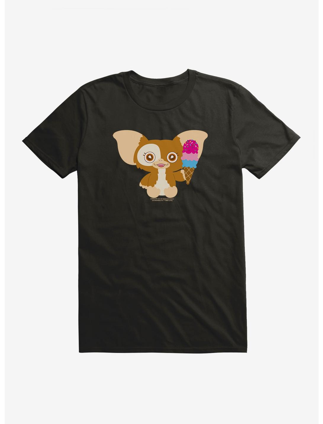 Gremlins Adorable Gizmo Eating Icecream T-Shirt, BLACK, hi-res