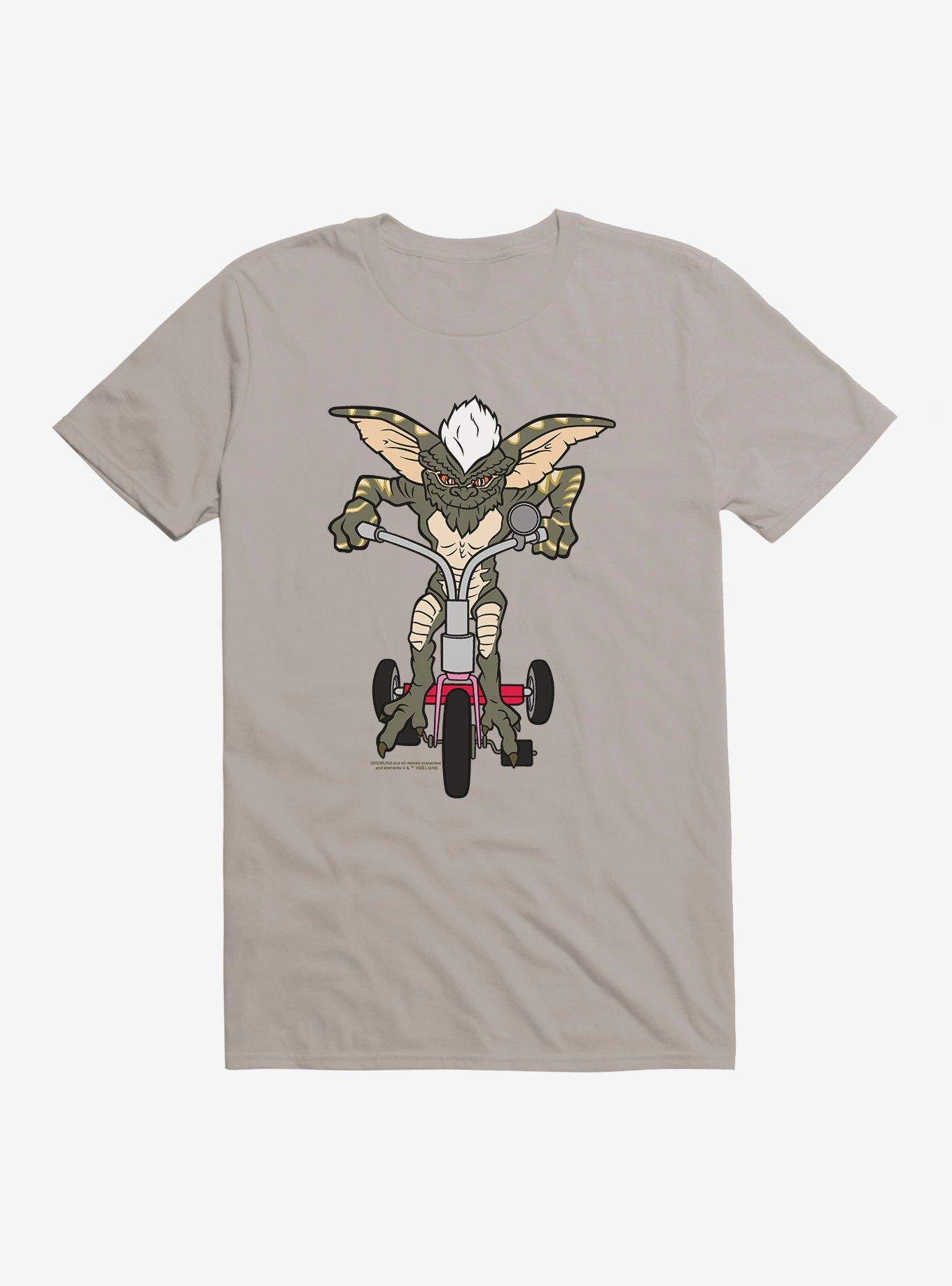 Gremlins Stripe On Bicycle T-Shirt, LIGHT GREY, hi-res