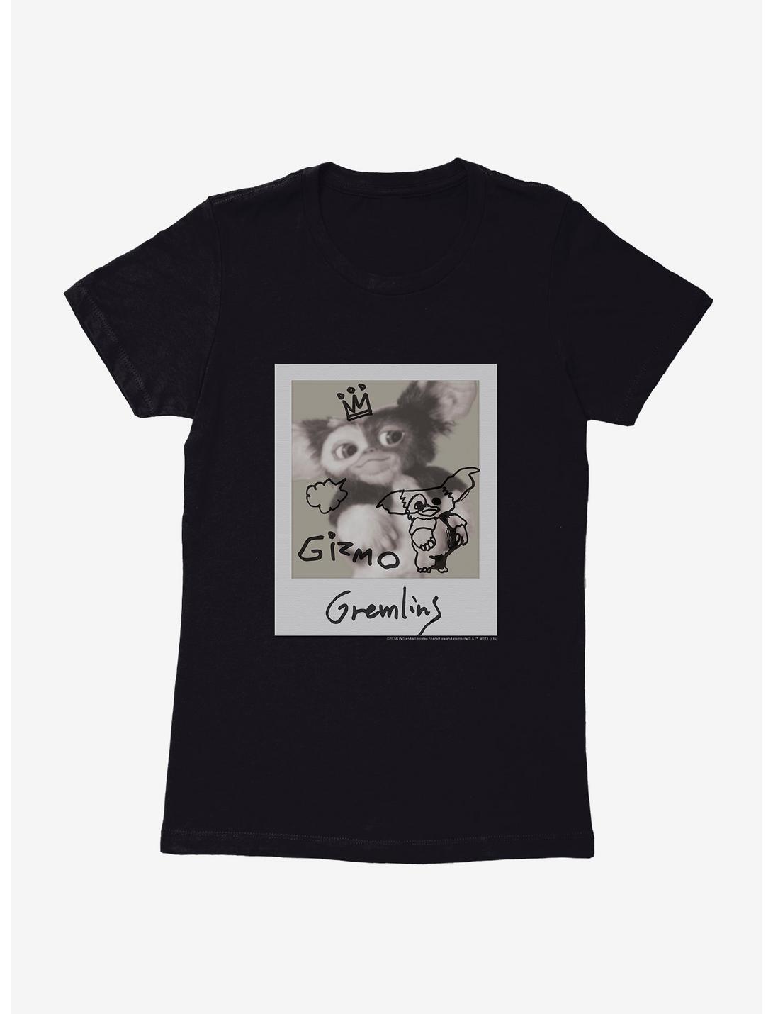 Gremlins Gizmo Black And White Polaroid Womens T-Shirt, BLACK, hi-res