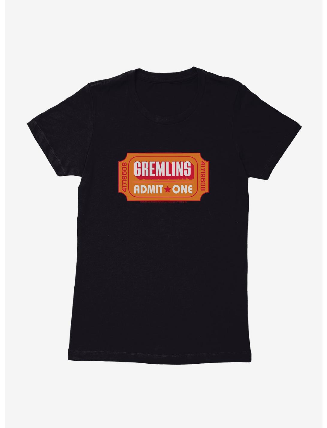 Gremlins Movie Ticket Admit One Womens T-Shirt, BLACK, hi-res