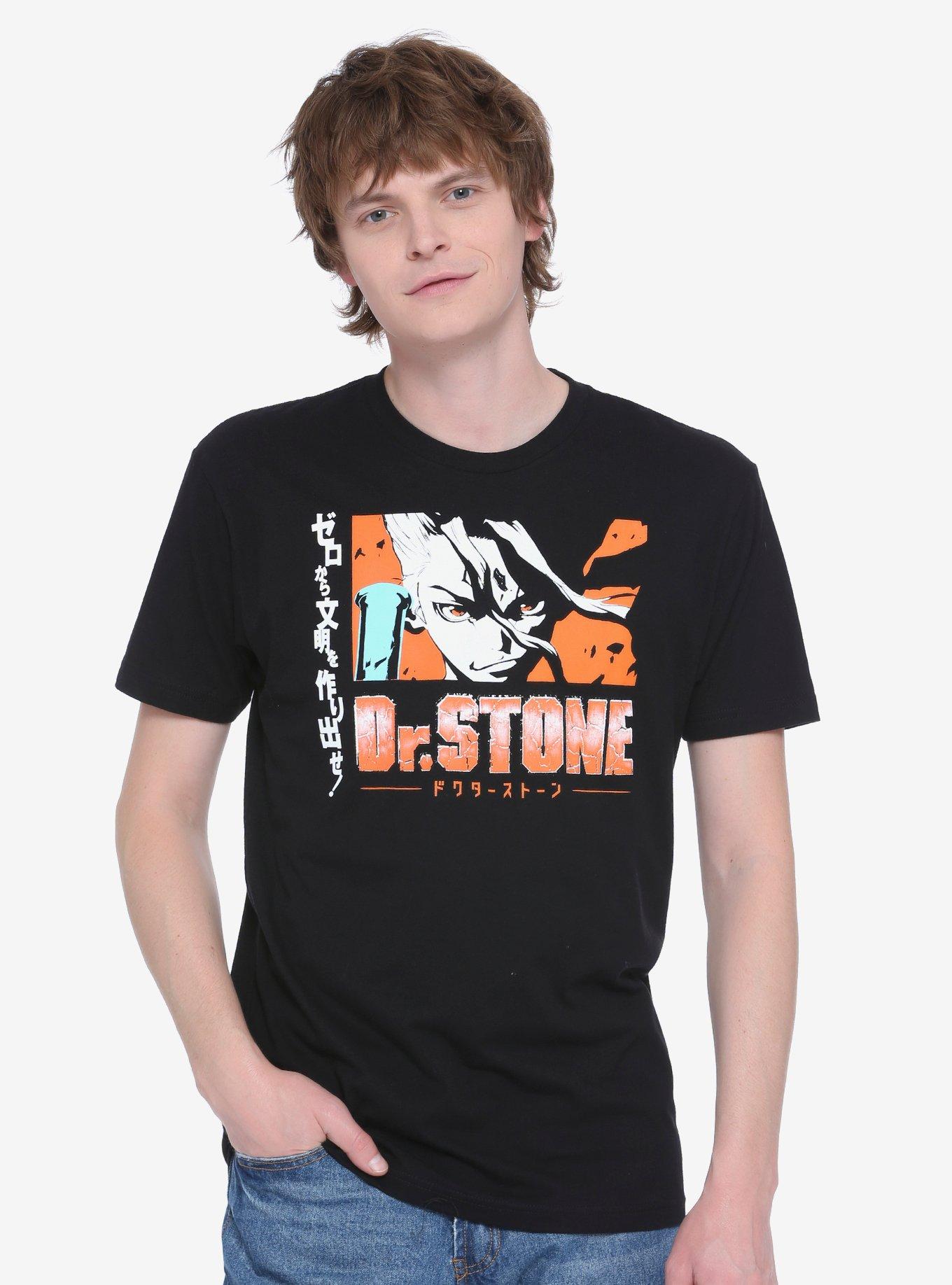 Dr. Stone Comic Strip Face T-Shirt - BoxLunch Exclusive, ORANGE, hi-res