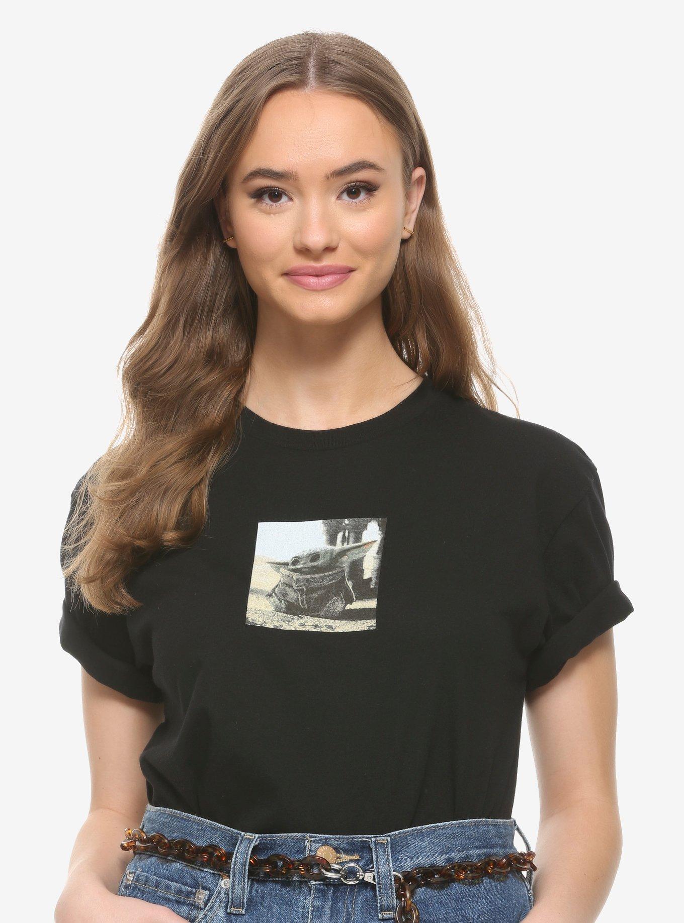 Star Wars The Mandalorian The Child Photo Women's T-Shirt - BoxLunch Exclusive, GREEN, hi-res