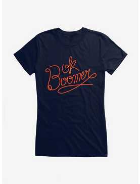 OK Boomer Neon Cursive Font Girls T-Shirt, , hi-res
