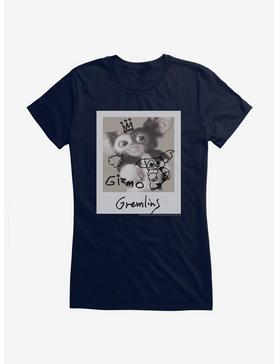 Gremlins Gizmo Black And White Polaroid Girls T-Shirt, NAVY, hi-res