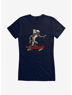 Gremlins Stripe Riding Skateboard Girls T-Shirt, NAVY, hi-res