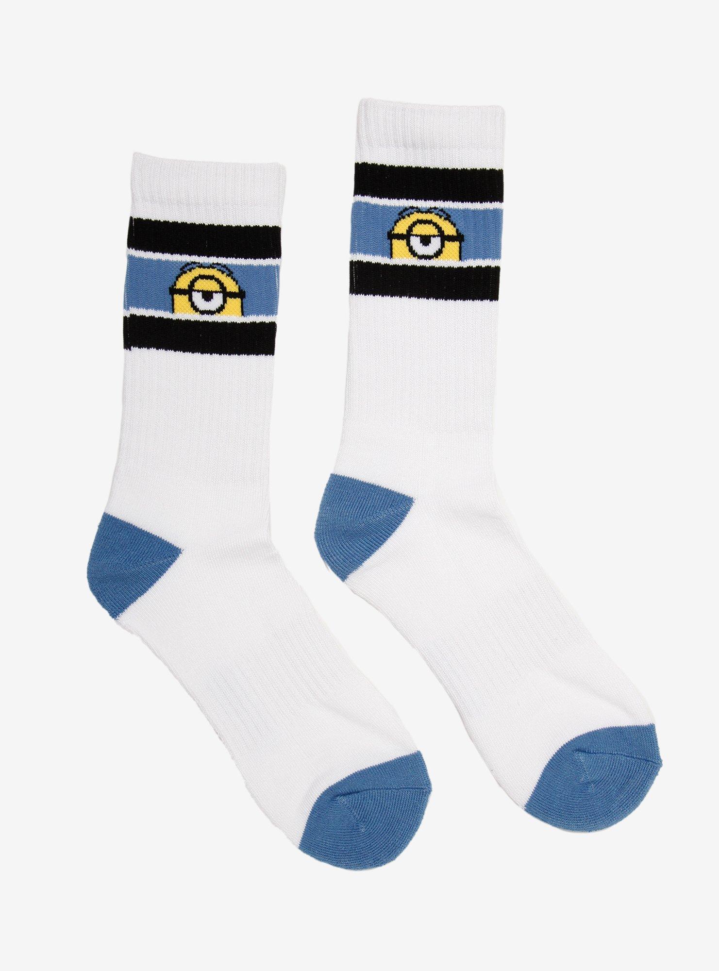 Despicable Me Minion Varsity Crew Socks, , hi-res