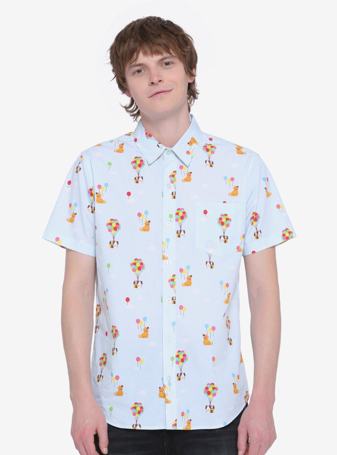 Disney Pixar Up Dug & Balloons Woven Button-Up - BoxLunch Exclusive, BLUE, hi-res