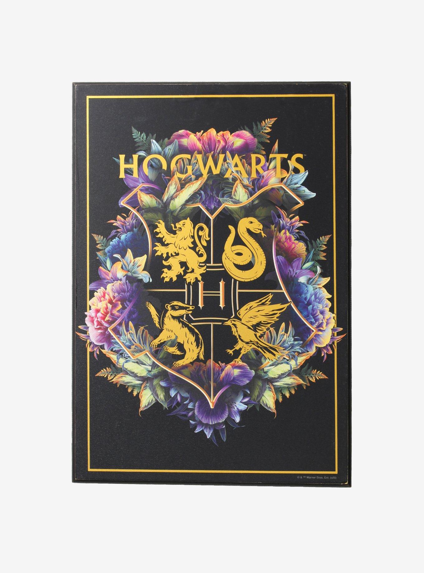 Harry Potter Floral Hogwarts Crest Wood Wall Art, , hi-res