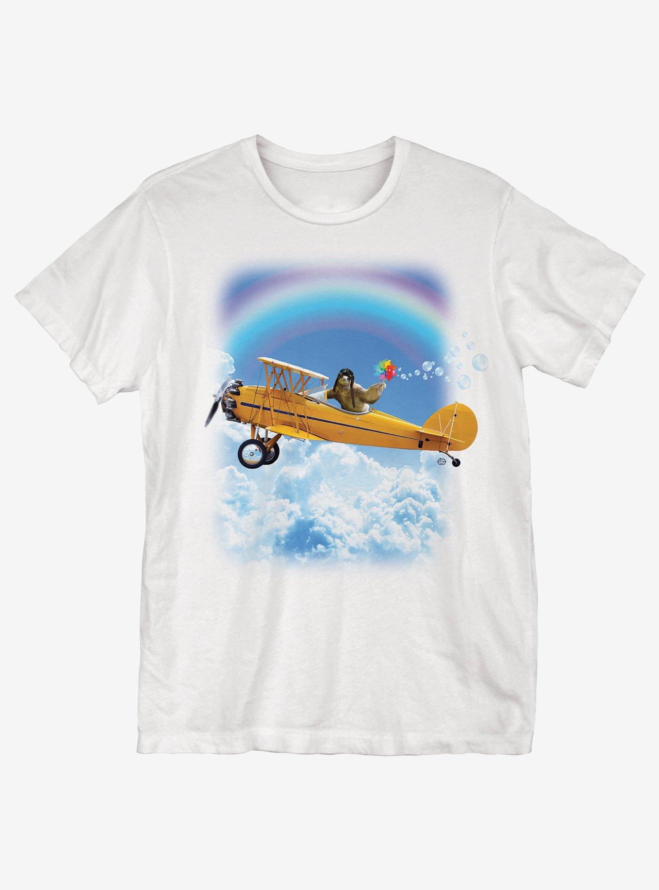 Sloth Pilot T-Shirt, WHITE, hi-res