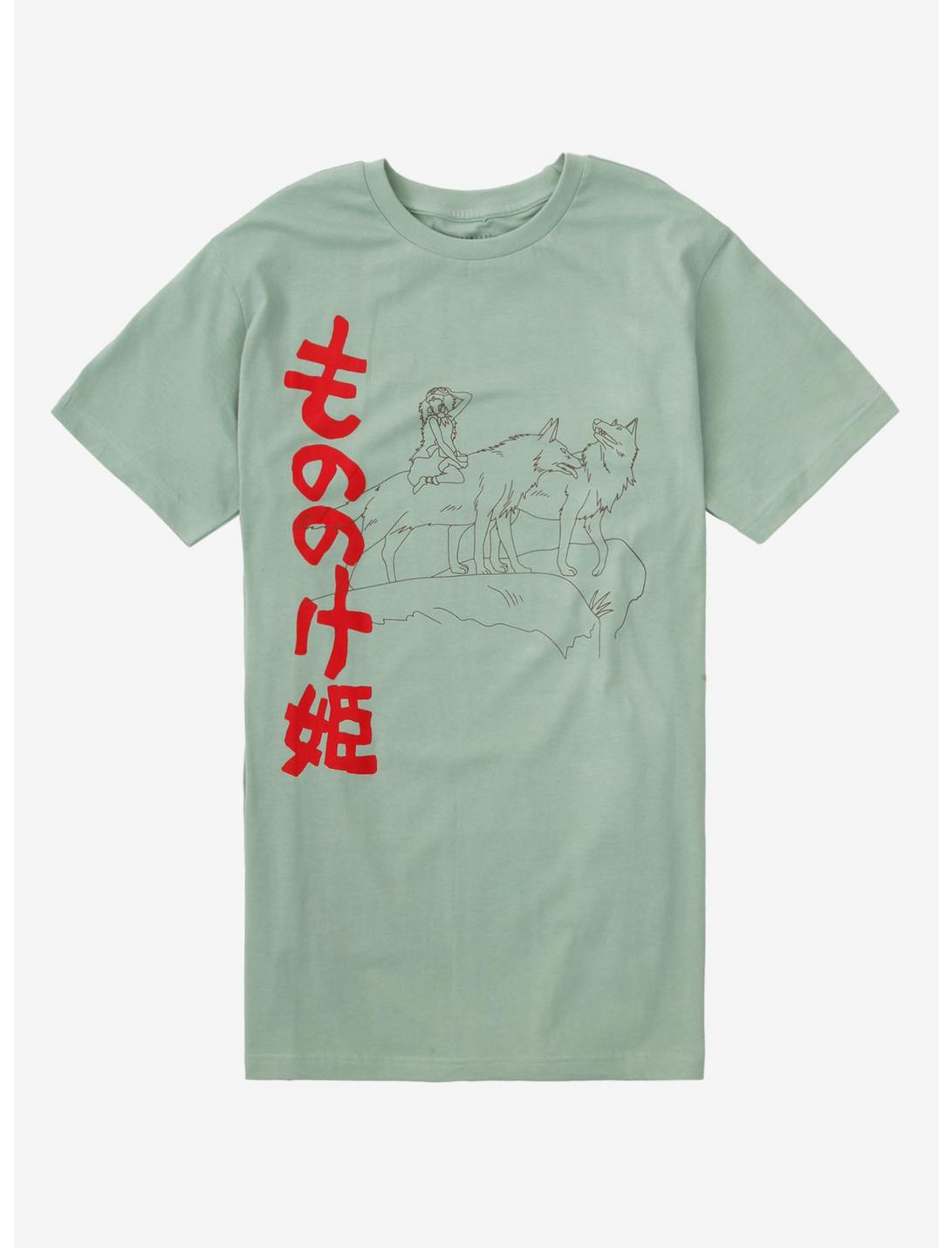 Studio Ghibli Princess Mononoke Earth Day Outlines T-Shirt, OLIVE, hi-res