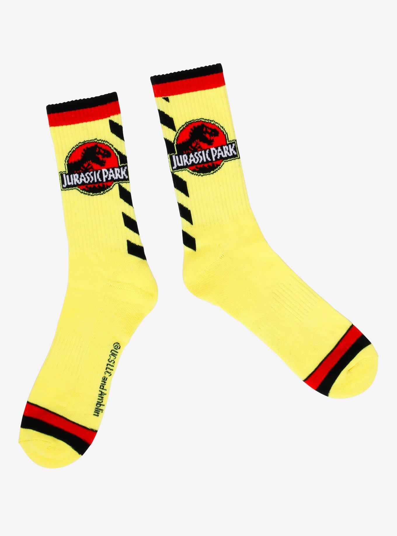 Jurassic Park Caution Stripe Tape Crew Socks - BoxLunch Exclusive, , hi-res