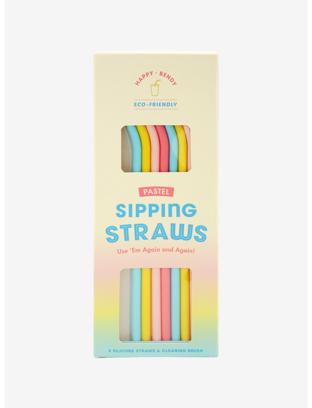 Pastel Silicone Straw Set, , hi-res
