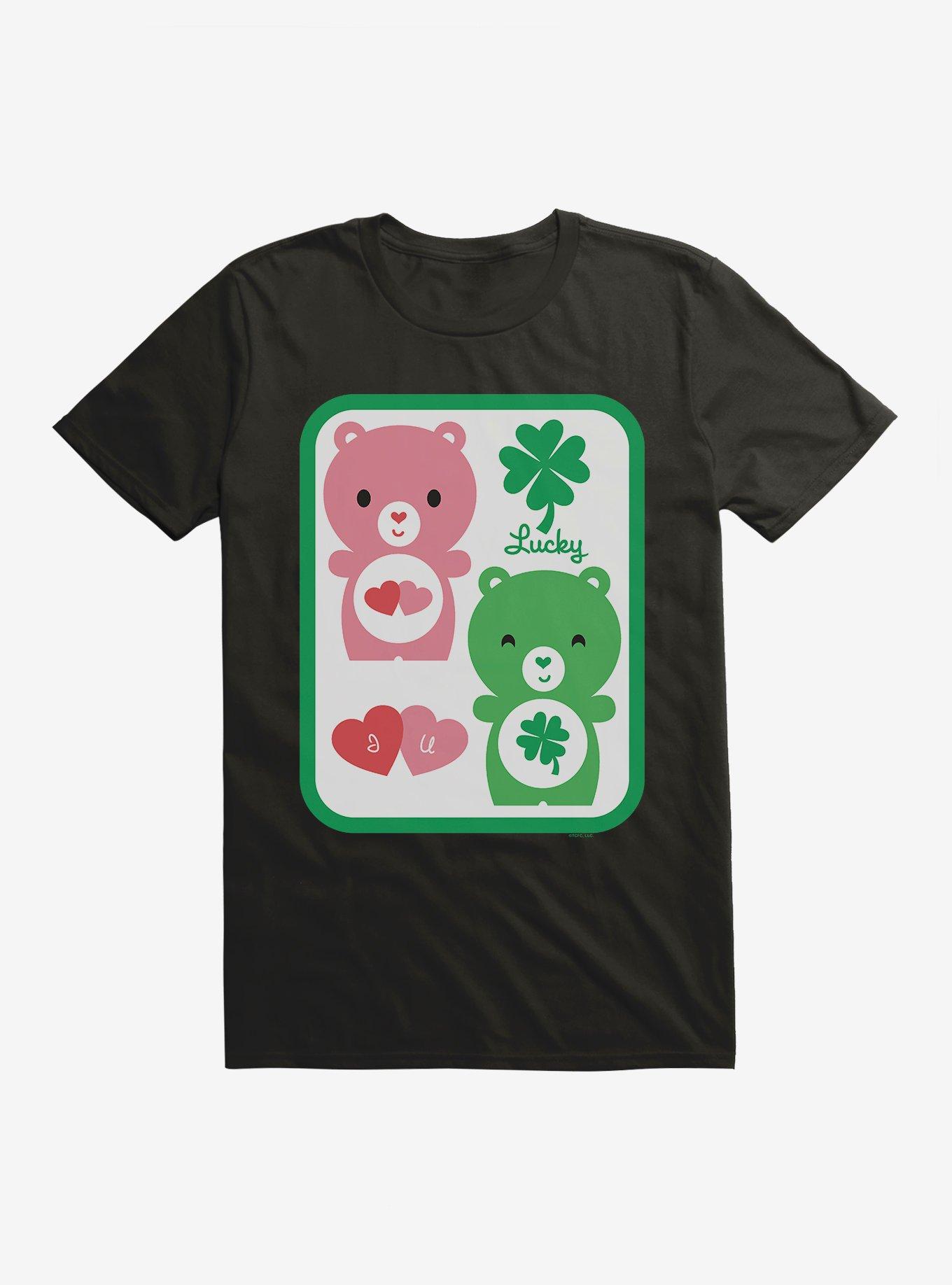 Care Bears Cartoon Luck Love Icons T-Shirt, BLACK, hi-res