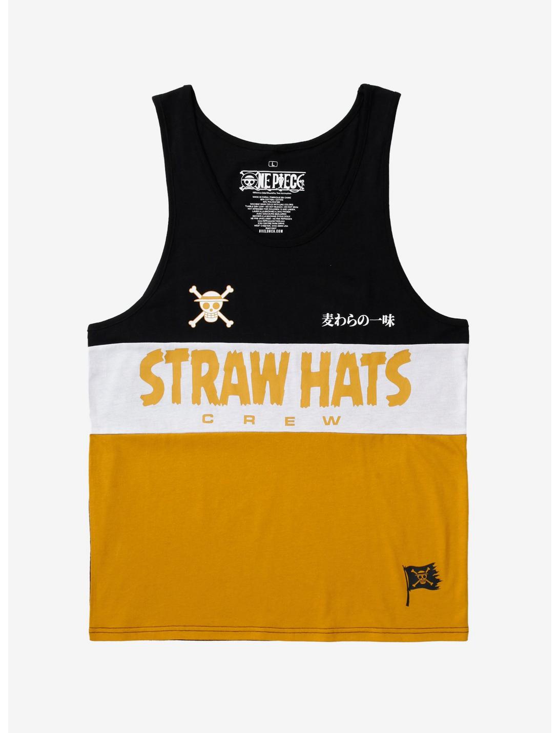 One Piece Straw Hats Crew Panel Tank Top - BoxLunch Exclusive, YELLOW, hi-res