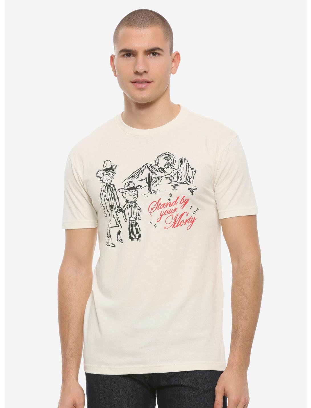 Rick and Morty Stand by Your Morty Sketch T-Shirt - BoxLunch Exclusive, RED, hi-res