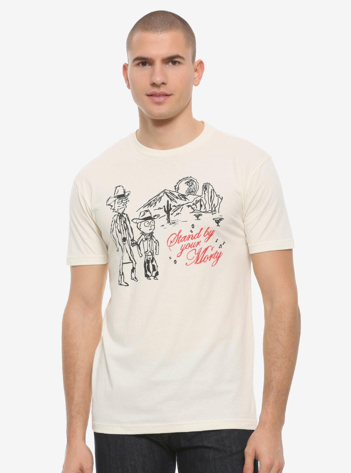 Rick and Morty Stand by Your Morty Sketch T-Shirt - BoxLunch Exclusive, RED, hi-res