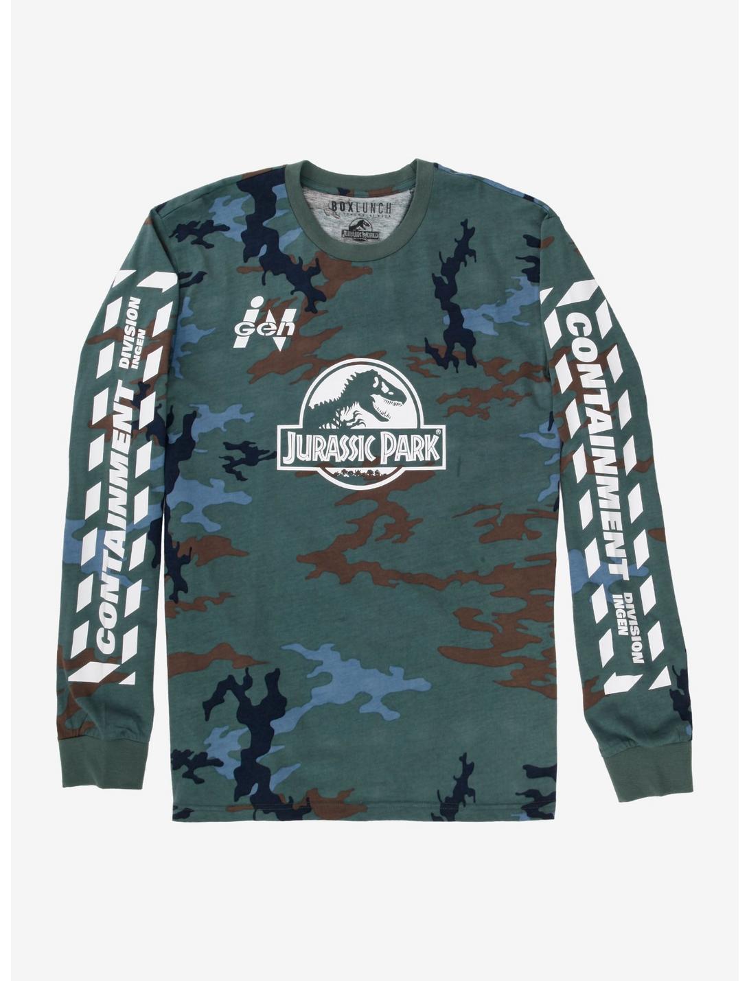 Jurassic Park Containment Division Camo Long Sleeve T-Shirt - BoxLunch Exclusive, WHITE, hi-res