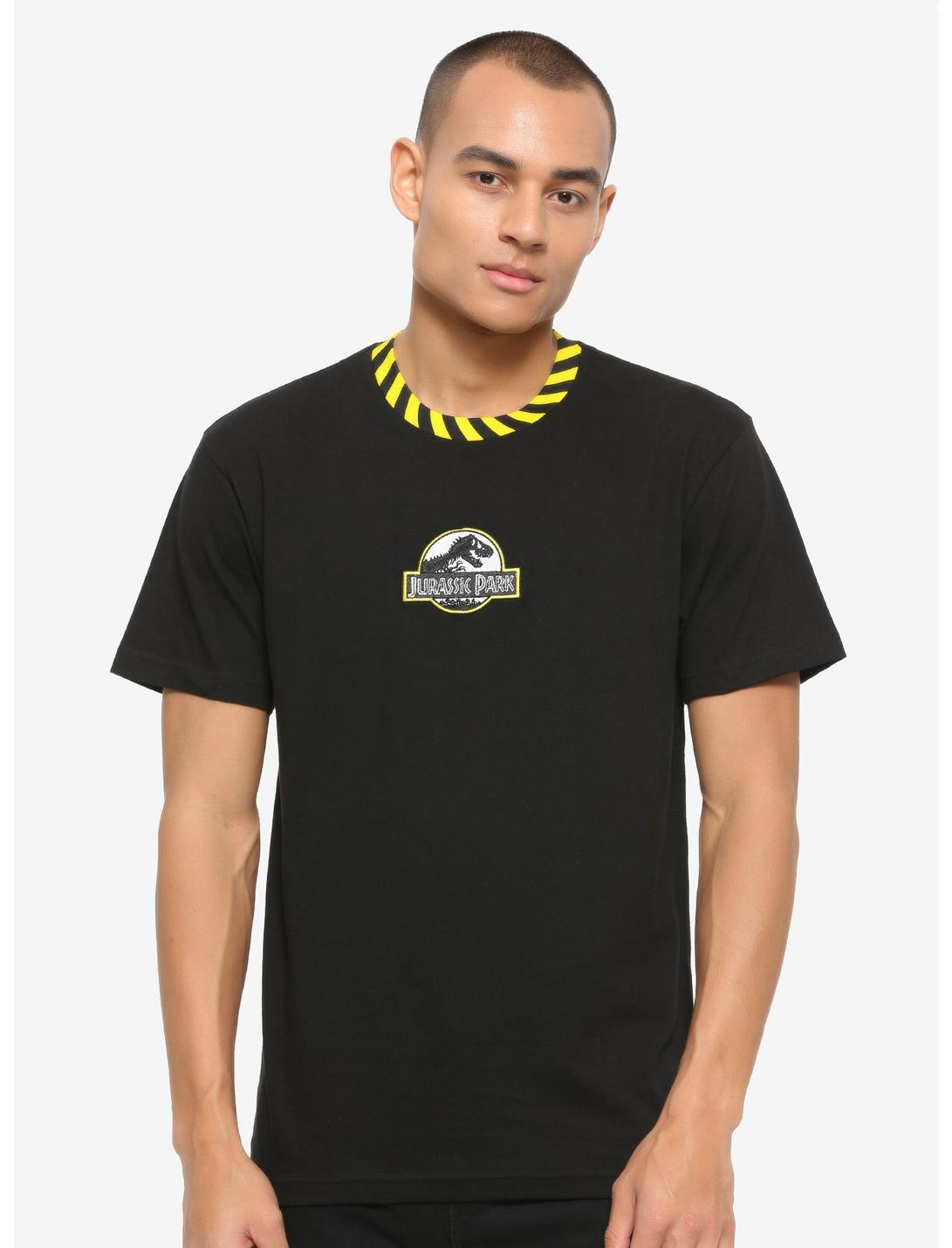 Jurassic Park Striped Collar T-Shirt - BoxLunch Exclusive, YELLOW, hi-res