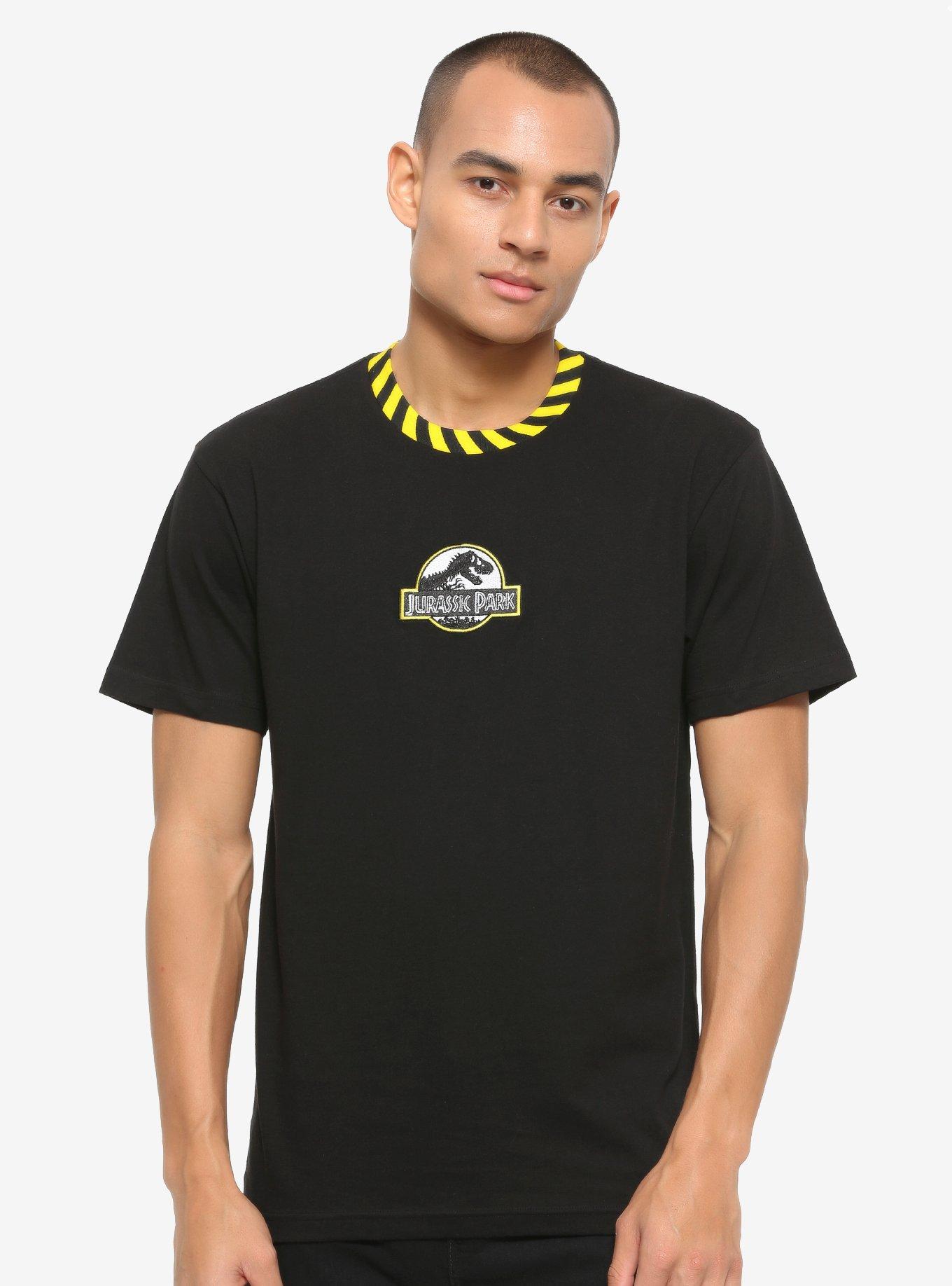 Jurassic Park Striped Collar T-Shirt - BoxLunch Exclusive, YELLOW, hi-res view 1