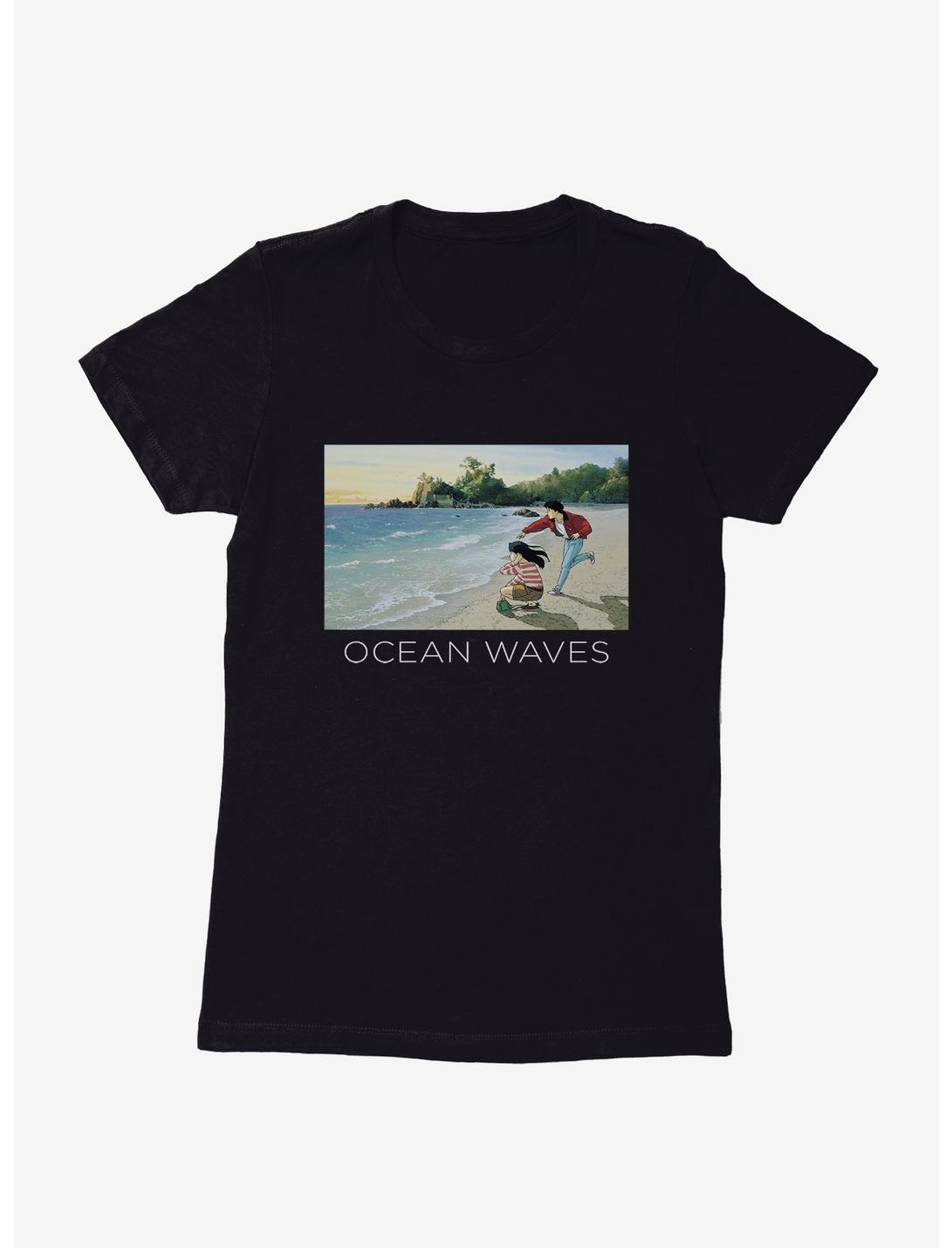 Studio Ghibli Ocean Waves Womens T-Shirt, BLACK, hi-res