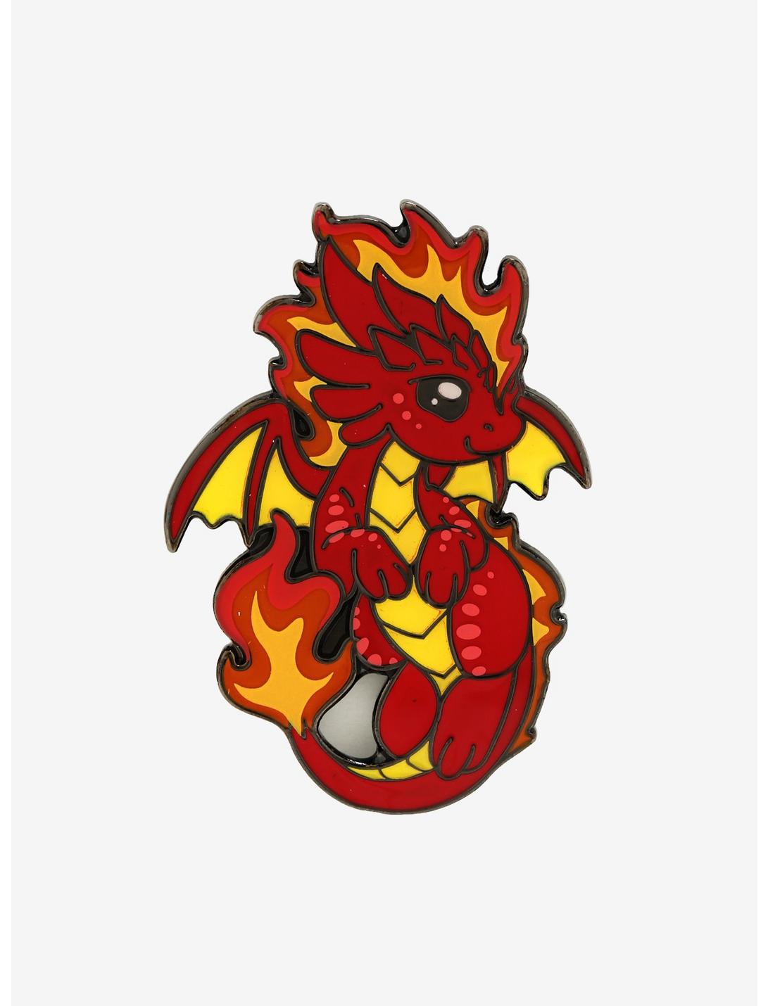 Dragons And Beasties Cinder Fire Dragon Enamel Pin, , hi-res