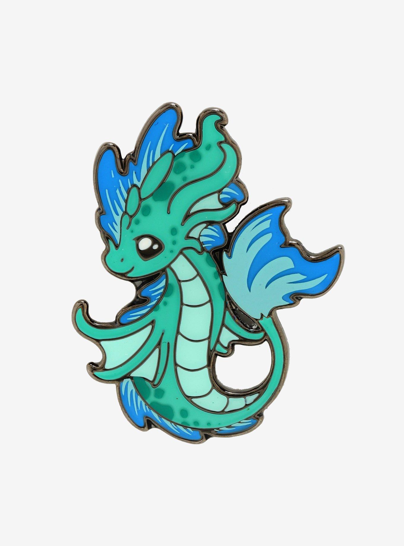 Dragons And Beasties Pearl Water Dragon Enamel Pin, , hi-res