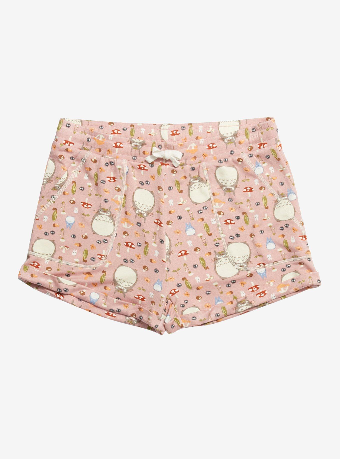 Studio Ghibli Earth Day Collection My Neighbor Totoro Forest Friends Girls Lounge Shorts Plus Size, PINK, hi-res
