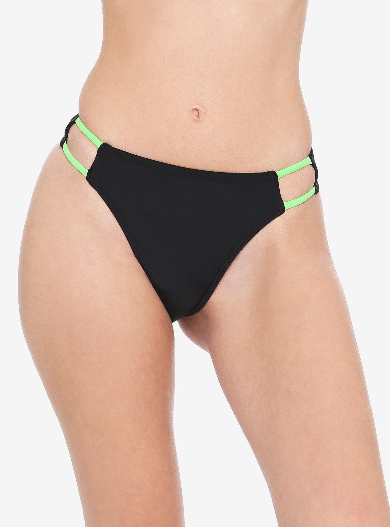 Black & Neon Green Swim Bottoms, MULTI, hi-res