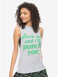 Pinch Me & I'll Punch You Shamrock Girls Muscle Top, GREEN, hi-res