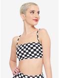 Black & White Checkered Bandeau Swim Top, MULTI, hi-res