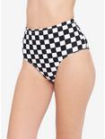 Black & White Checkered High-Waisted Swim Bottoms, MULTI, hi-res