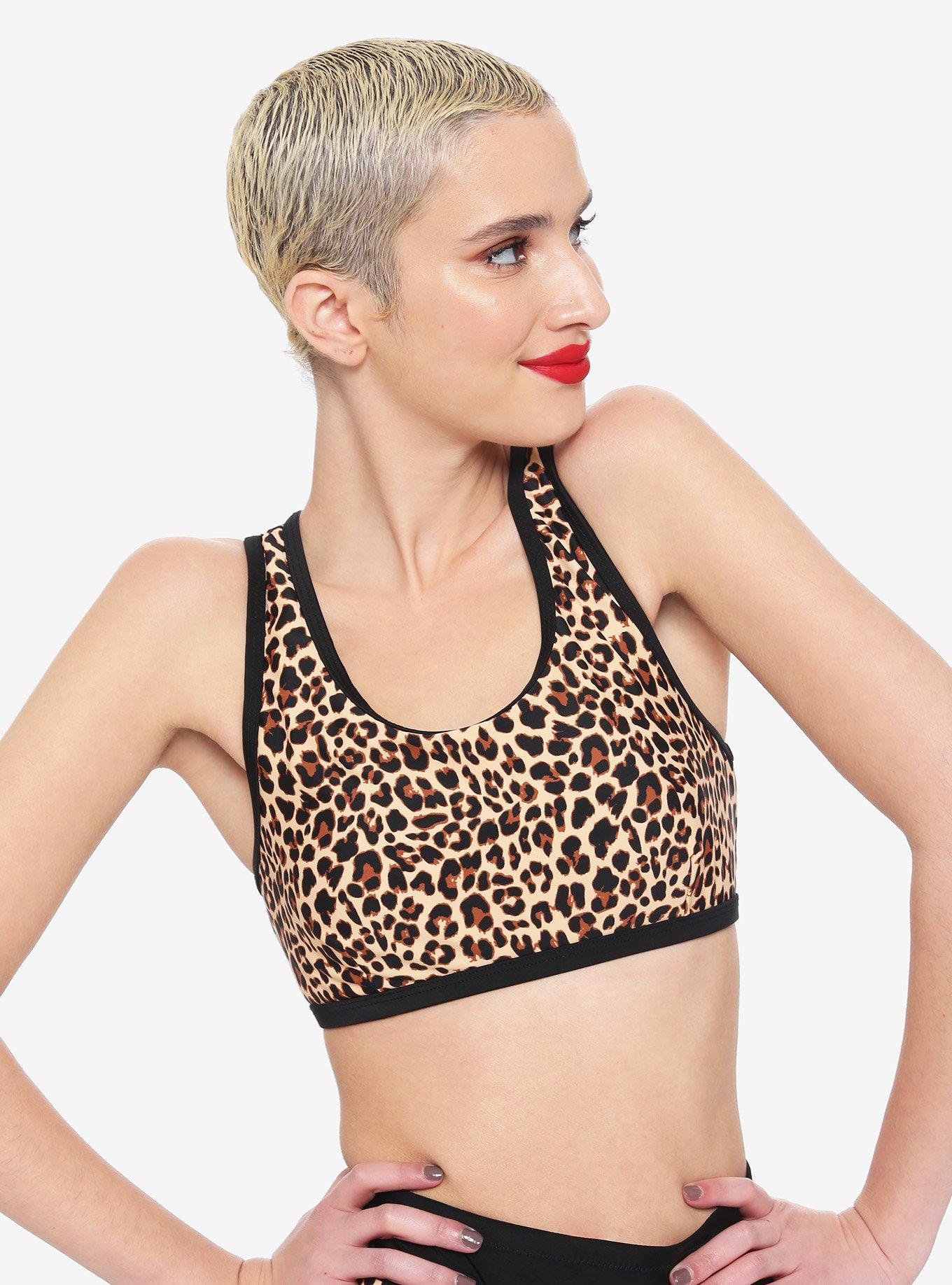 Leopard Sporty Swim Top, MULTI, hi-res