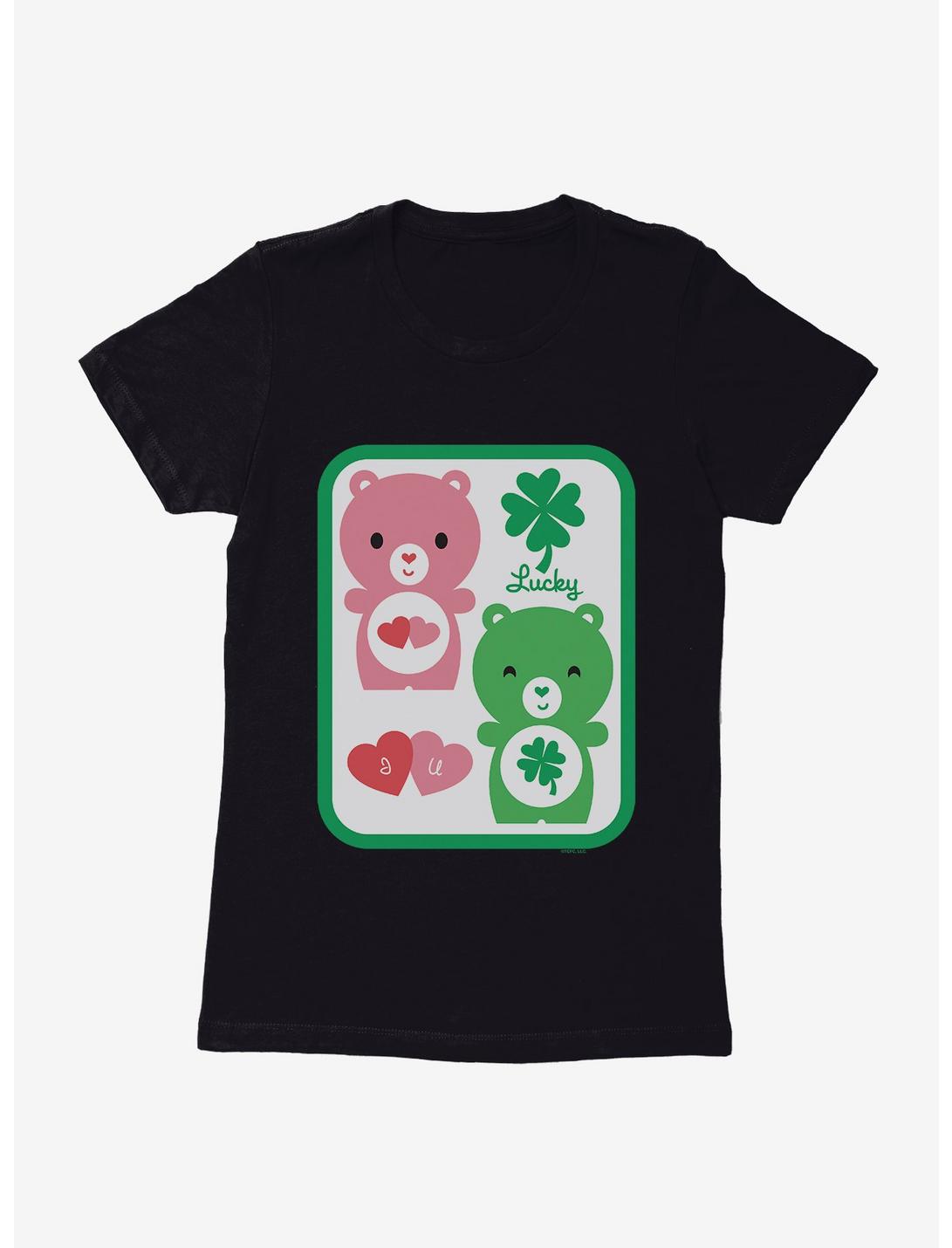 Care Bears Cartoon Luck Love Icons Womens T-Shirt, BLACK, hi-res