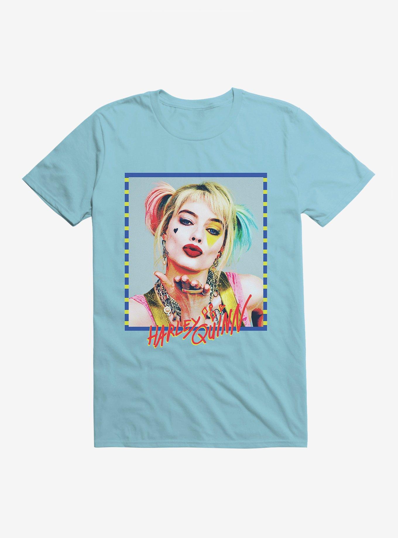 DC Comics Birds Of Prey Harley Quinn Kiss Face Turquoise T-Shirt, , hi-res