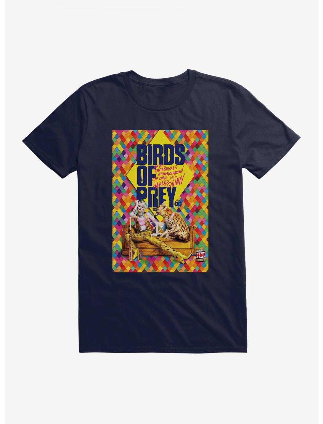 DC Comics Birds Of Prey Harley Quinn Movie Poster Black T-Shirt, NAVY, hi-res