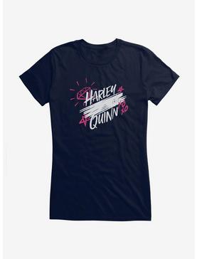 DC Comics Birds Of Prey Harley Quinn Scratched Logo Girls T-Shirt, , hi-res