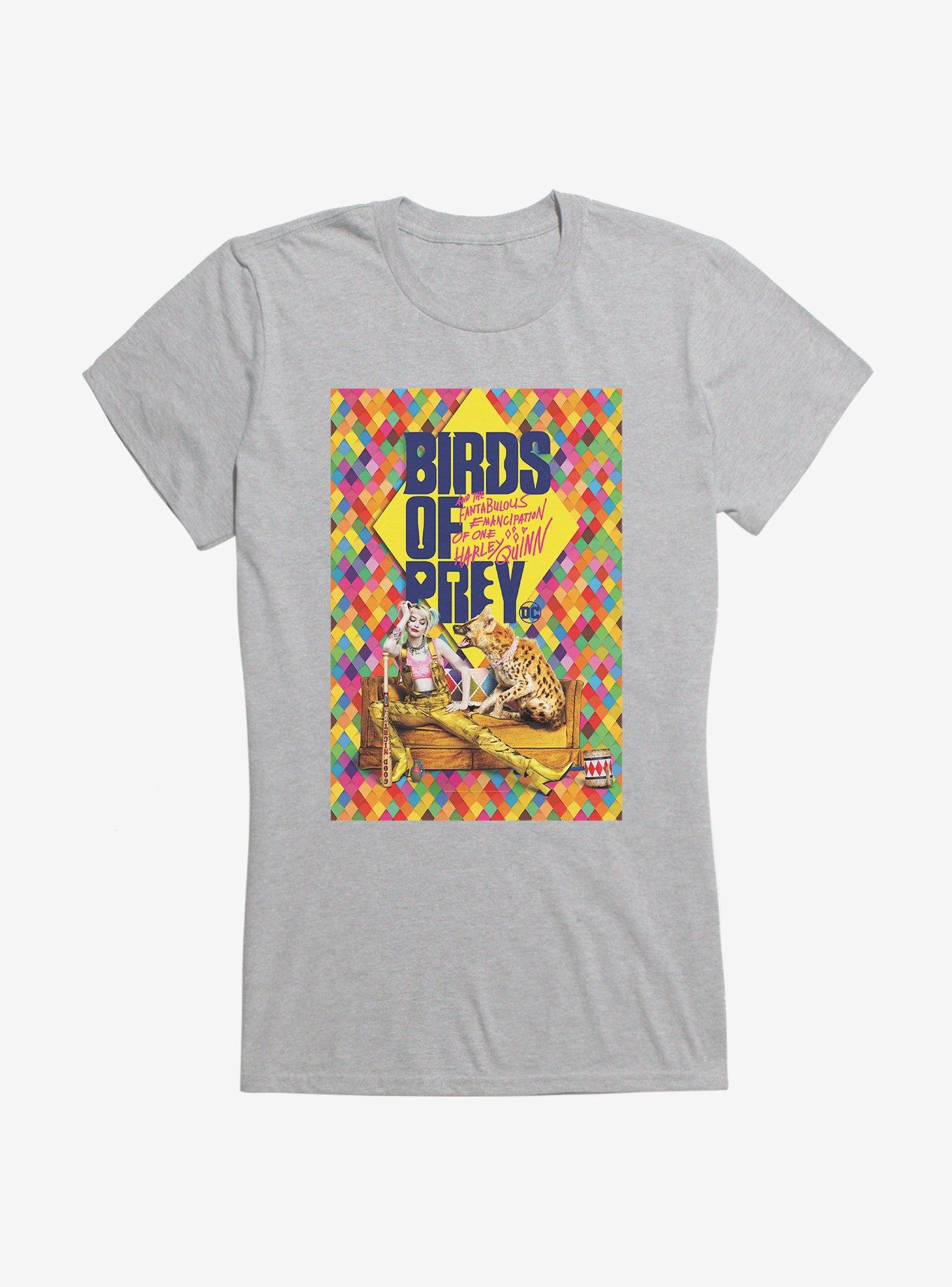 DC Comics Birds Of Prey Harley Quinn Movie Poster Girls White T-Shirt, HEATHER, hi-res