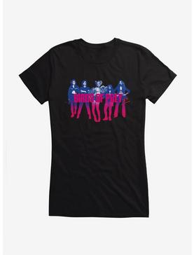 DC Comics Birds Of Prey Harley Quinn And Her Crew Shadow Ombre Outline Girls Heather Grey T-Shirt, , hi-res