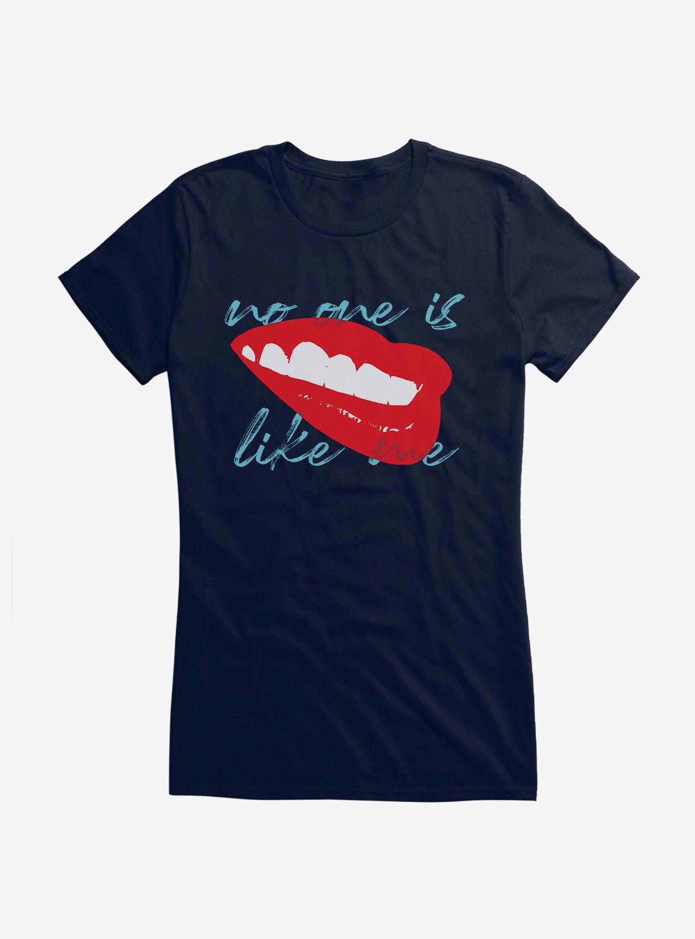 DC Comics Birds Of Prey Harley Quinn No One Is Like Me Red Lips Girls Royal Blue T-Shirt, NAVY, hi-res