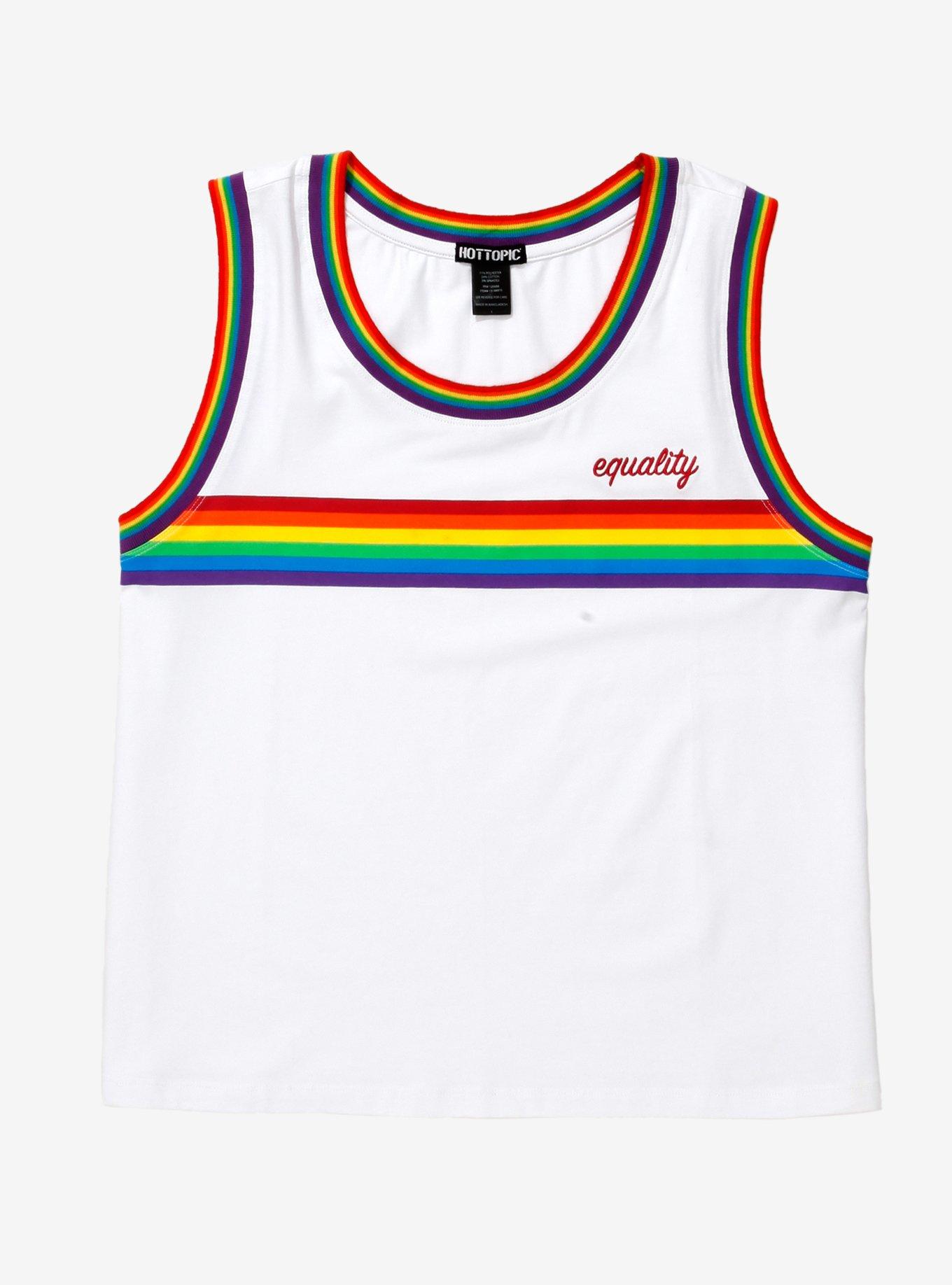 Equality Rainbow Stripe Girls Tank Top Plus Size, RAINBOW, hi-res