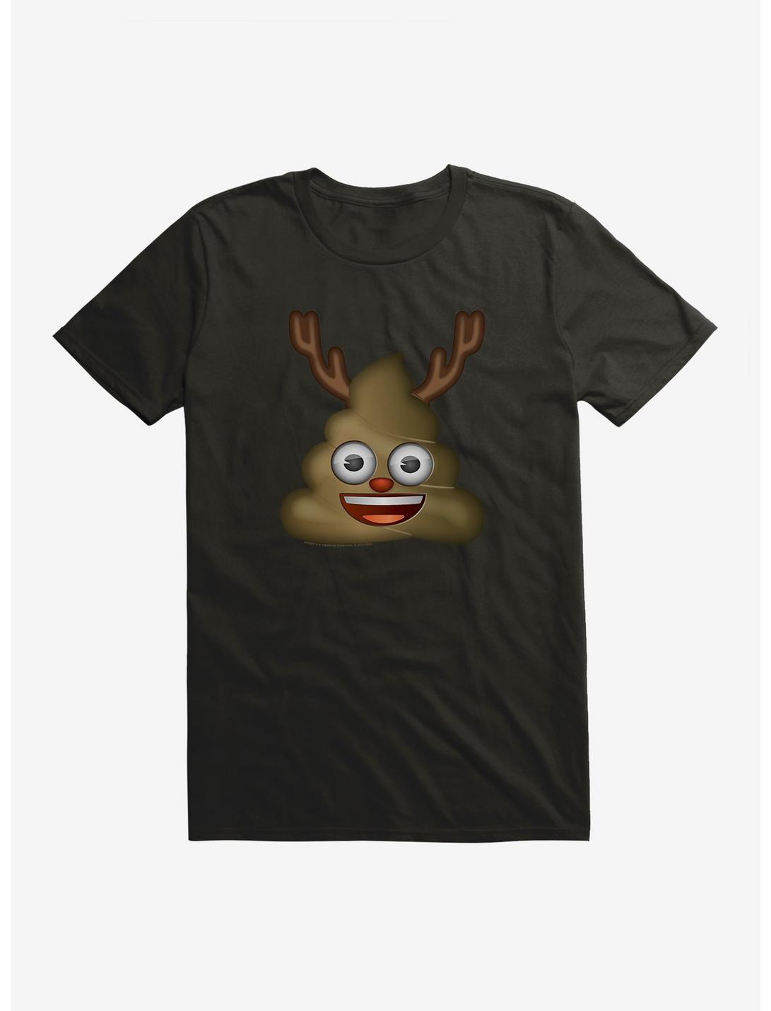 Emoji Holiday Icons Poop Reindeer T-Shirt, BLACK, hi-res