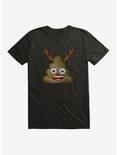 Emoji Holiday Icons Poop Reindeer T-Shirt, BLACK, hi-res