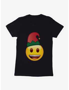 Emoji Holiday Icons Happy Face Elf Hat Womens T-Shirt, , hi-res