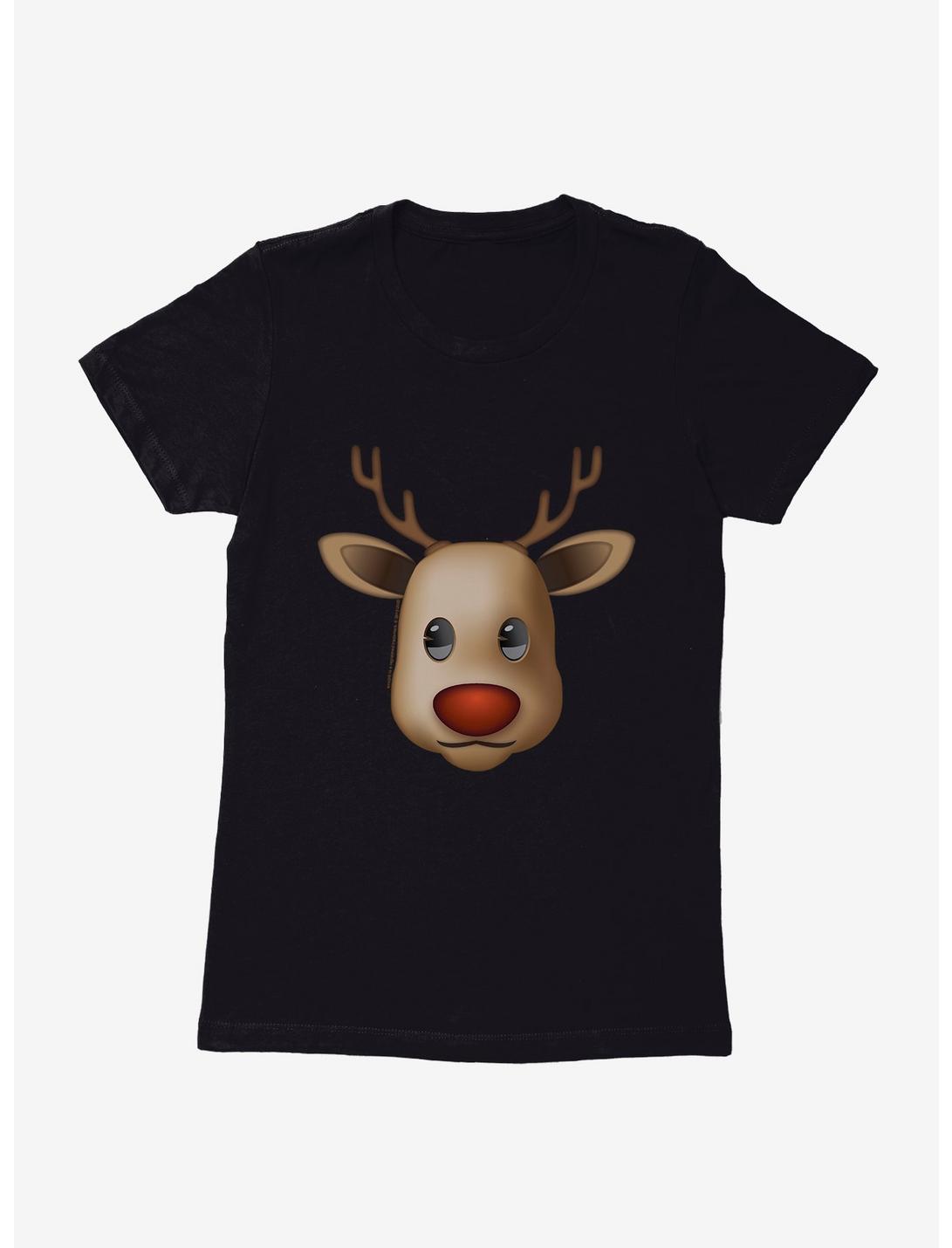 Emoji Holiday Icons Reindeer Womens T-Shirt, BLACK, hi-res