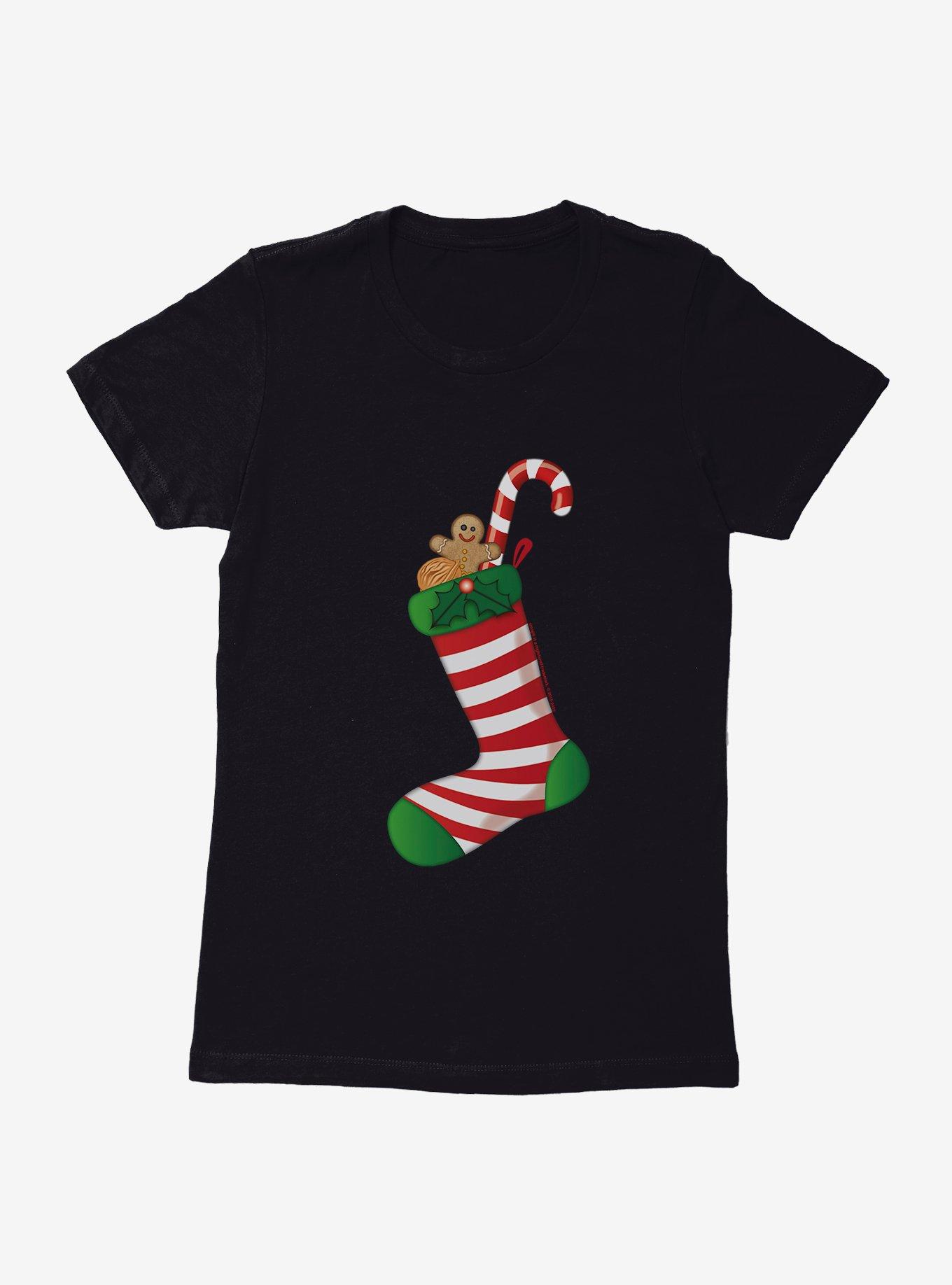 Emoji Holiday Icons Stuffed Stocking Womens T-Shirt | BoxLunch