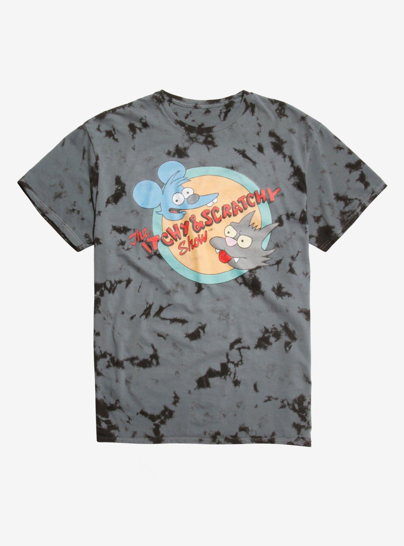 The Simpsons The Itchy & Scratchy Show Tie-Dye T-Shirt, GREY, hi-res
