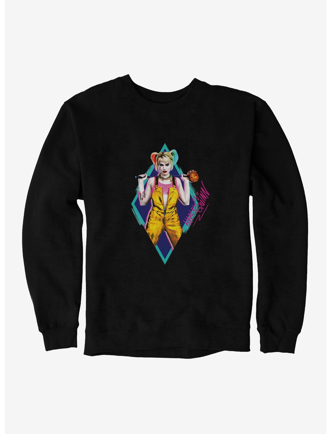 DC Comics Birds Of Prey Harley Quinn Neon Diamond Sweatshirt, BLACK, hi-res